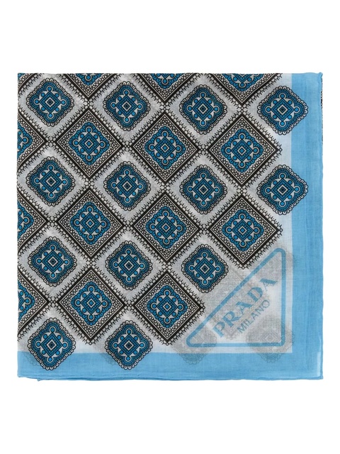 Prada geometric-pattern cotton foulard - Blue - zdjęcie produktu nr 2