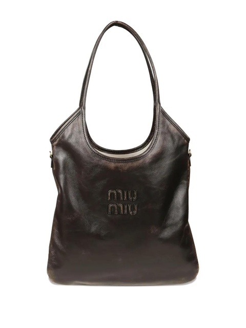 Miu Miu logo-patch tote bag - Brown - zdjęcie produktu nr 2