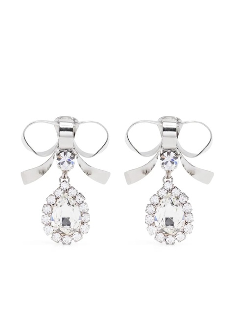 Alessandra Rich crystal-embellished bow drop earrings - Silver - zdjęcie produktu nr 1