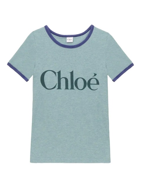 Chloé logo-print round-neck T-shirt - Blue - zdjęcie produktu nr 1