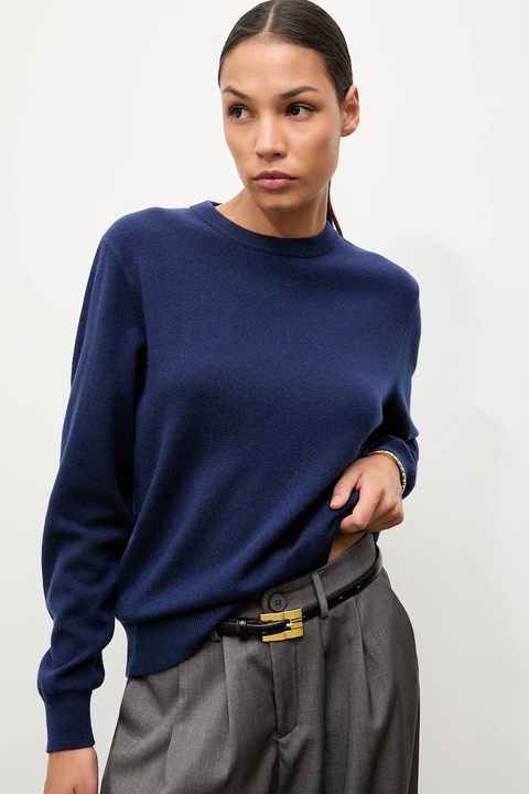 Answear.LAB sweter z wełny merino damski kolor granatowy lekki - zdjęcie produktu nr 2