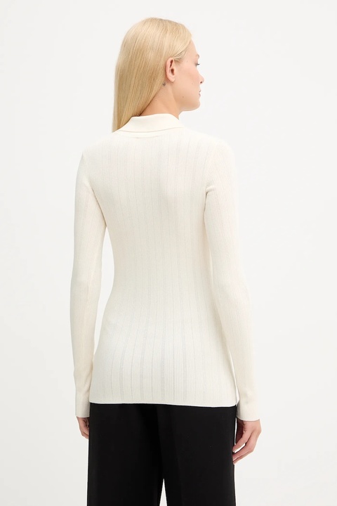 Elisabetta Franchi sweter z dodatkiem jedwabiu damski kolor beżowy lekki MK09B56E2 - zdjęcie produktu nr 1