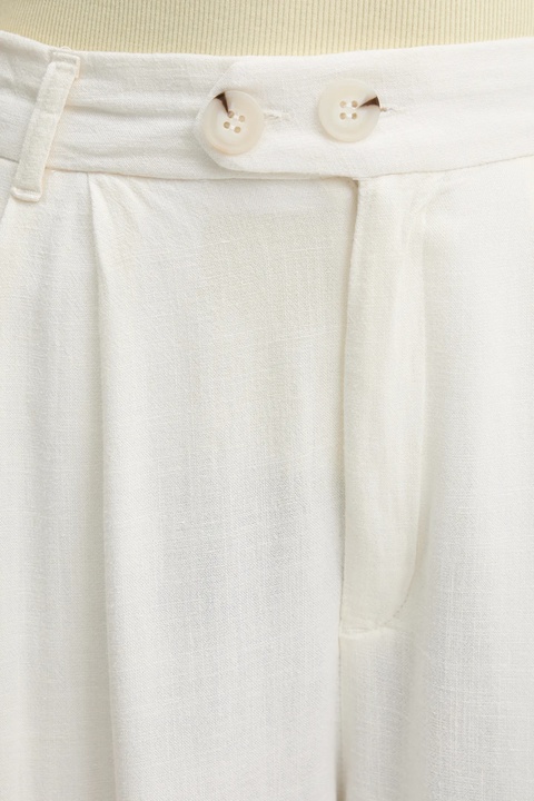 Answear.LAB szorty lniane damskie kolor biały gładkie high waist - zdjęcie produktu nr 2