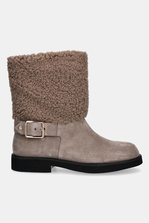 BOSS botki Eleri damskie kolor beżowy na płaskim obcasie 50552748 - zdjęcie produktu nr 1