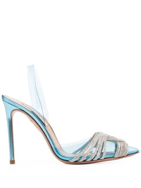 Aquazzura rhinestone-embellished sling-back stilettos - Blue - zdjęcie produktu nr 1