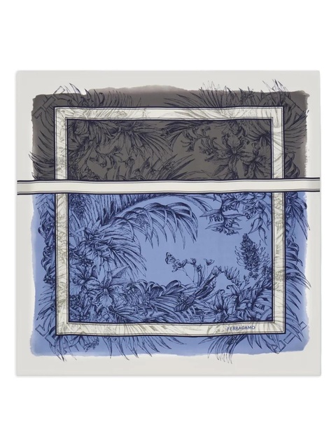 Ferragamo floral-print silk scarf - Blue - zdjęcie produktu nr 1