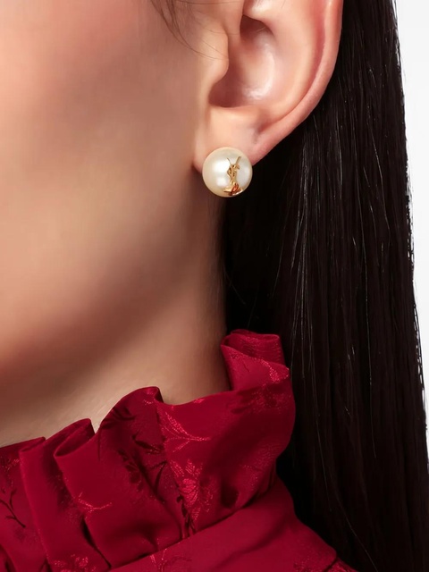 Saint Laurent Cassandre pearl earrings - Neutrals - zdjęcie produktu nr 1