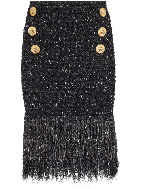 Balmain 6-Button fringed tweed skirt - Black - zdjęcie produktu nr 1