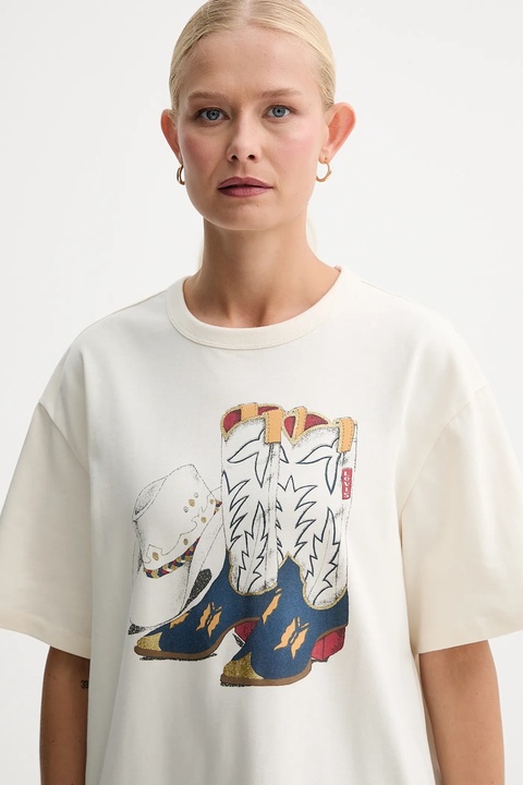 Levi's t-shirt bawełniany damski kolor beżowy 001MX - zdjęcie produktu nr 2