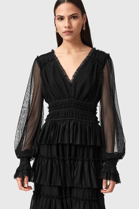 AllSaints sukienka XANTARA kolor czarny maxi rozkloszowana W029DD - zdjęcie produktu nr 2