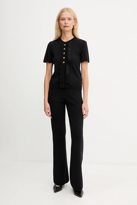 Twinset spodnie dresowe damskie kolor czarny proste high waist 252TP3206 - zdjęcie produktu nr 2