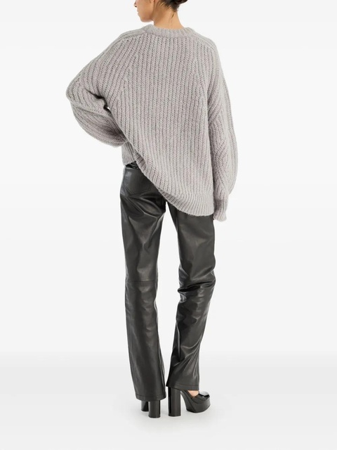 ROTATE BIRGER CHRISTENSEN straight leather trousers - Grey - zdjęcie produktu nr 2
