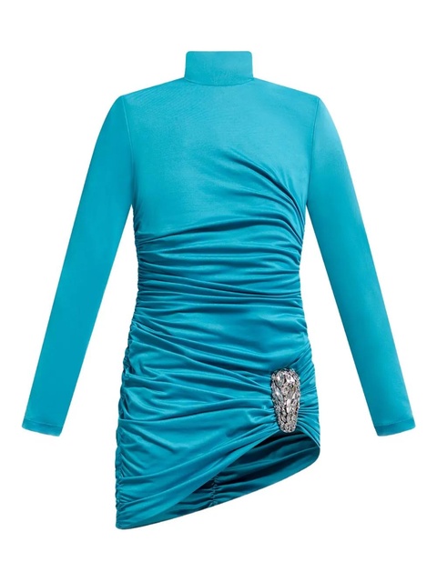 AREA crystal-embellished draped mini dress - Blue - zdjęcie produktu nr 1