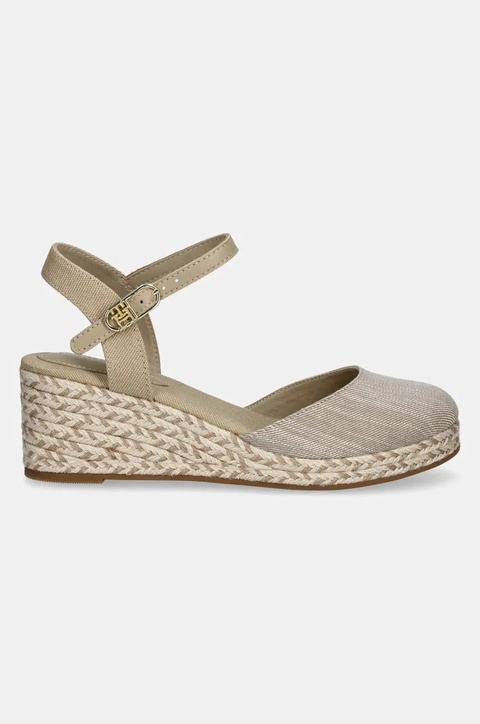 Tommy Hilfiger espadryle CHAMBRAY MID WEDGE ESPAD kolor beżowy na koturnie FW0FW08477 - zdjęcie produktu nr 2