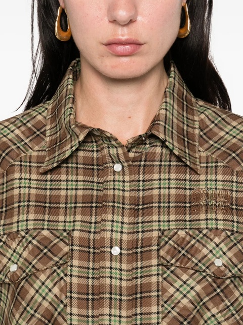 Miu Miu checked wool shirt - Brown - zdjęcie produktu nr 2
