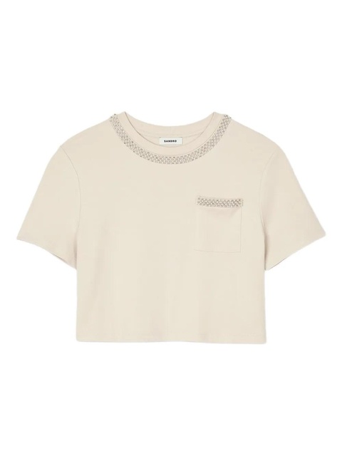 SANDRO organic cotton-blend t-shirt - Neutrals - zdjęcie produktu nr 1