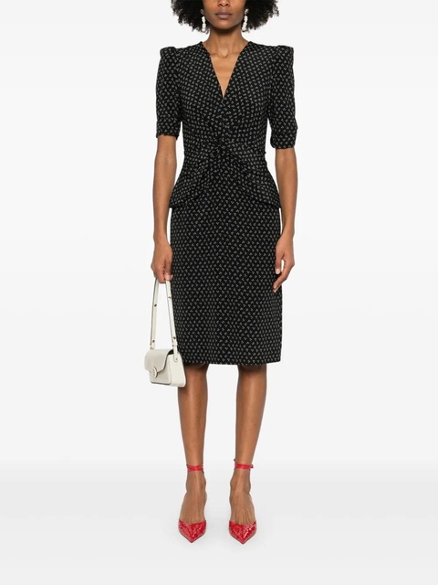 Alessandra Rich flower-print silk midi dress - Black - zdjęcie produktu nr 2