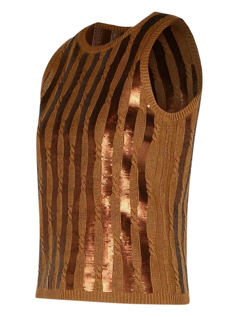 Max Mara sequin-embellishment cable-knit top - Brown - zdjęcie produktu nr 1