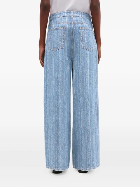 GANNI horizontal-pattern deconstructed jeans - Blue - zdjęcie produktu nr 2