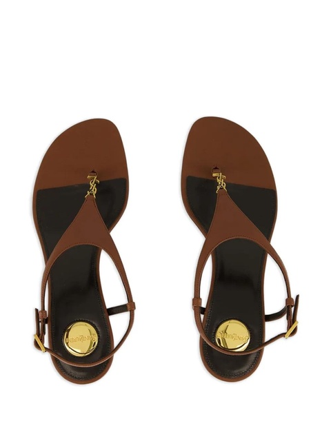 Saint Laurent 40mm Cassandre-plaque leather sandals - Brown - zdjęcie produktu nr 2