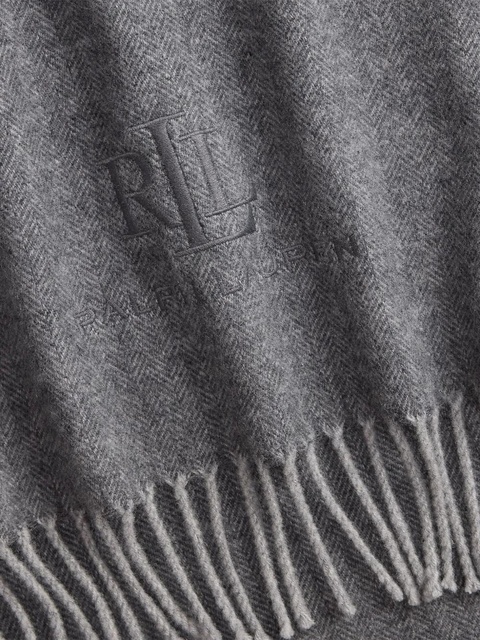 Lauren Ralph Lauren logo-embroidered fringed scarf - Grey - zdjęcie produktu nr 2