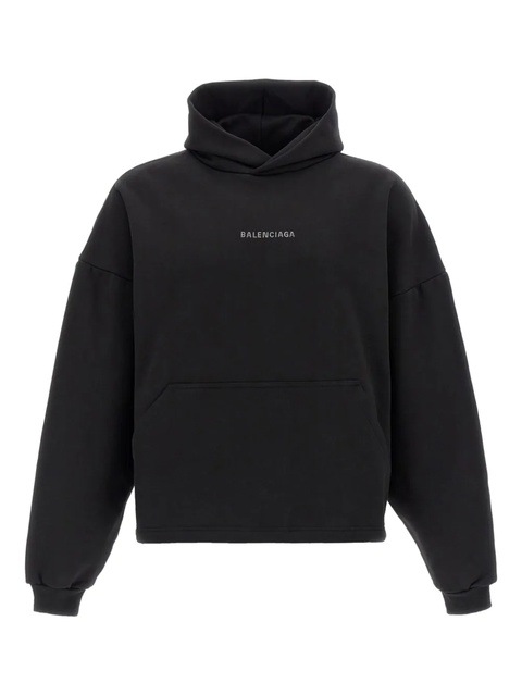Balenciaga logo-embroidered hoodie - 1000 BLACK - zdjęcie produktu nr 1