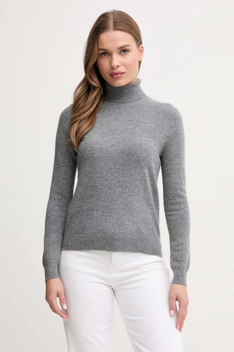 United Colors of Benetton sweter wełniany damski kolor szary z golfem 1002D2348 - zdjęcie produktu nr 1