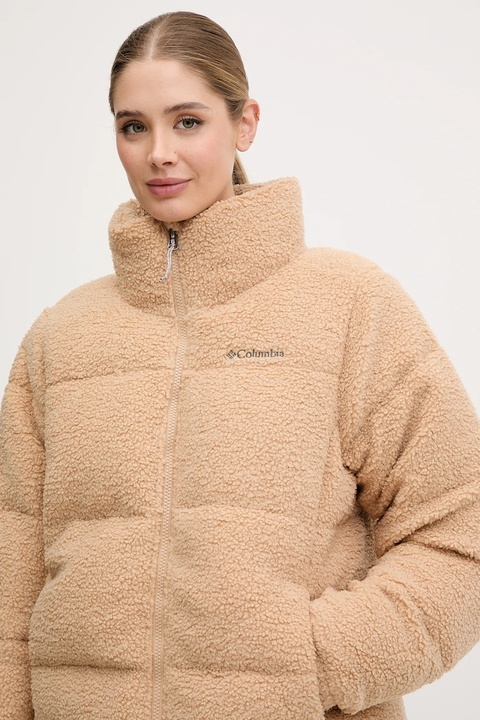 Columbia kurtka Puffect Sherpa damska kolor beżowy zimowa oversize 2089231 - zdjęcie produktu nr 2