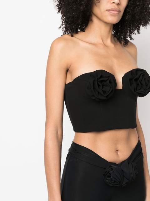 Magda Butrym flower applique bustier-style top - Black - zdjęcie produktu nr 2