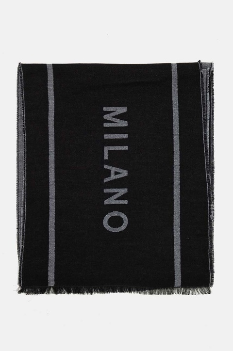 Moschino szalik wełniany kolor czarny wzorzysty M5791 50229 - zdjęcie produktu nr 2