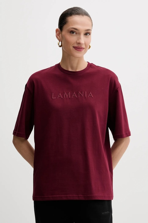 La Mania t-shirt bawełniany damski kolor bordowy - zdjęcie produktu nr 1