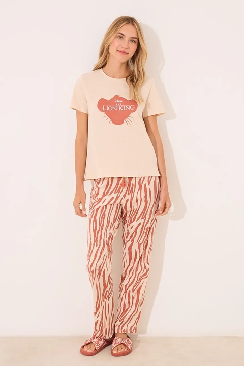 women'secret piżama bawełniana The Lion King damska kolor beżowy bawełniana 3139907 - zdjęcie produktu nr 1