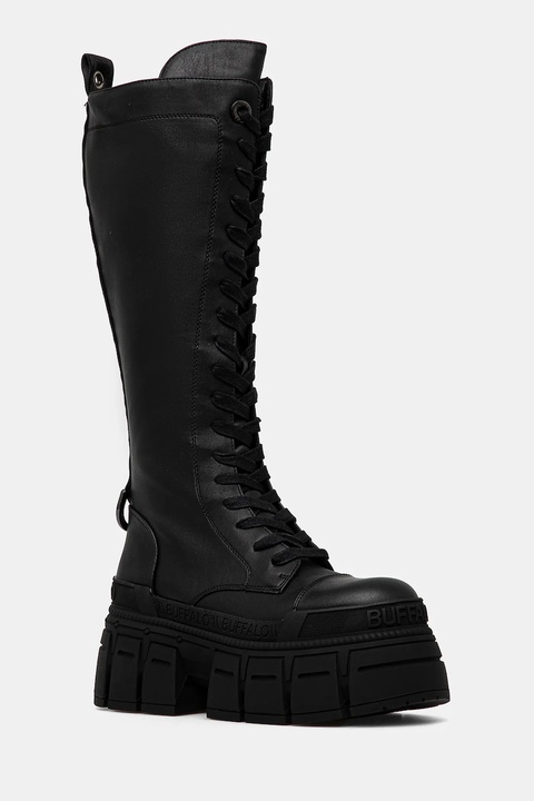 Buffalo kozaki Gospher Lace Up Hi damskie kolor czarny na platformie 1622527-BLK - zdjęcie produktu nr 1