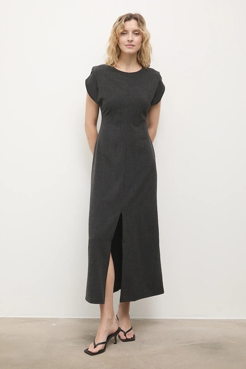 Answear.LAB sukienka kolor szary maxi prosta - zdjęcie produktu nr 1