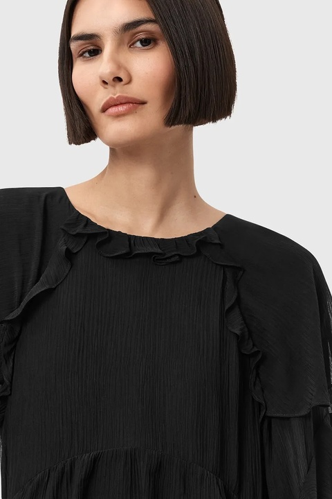 AllSaints sukienka z dodatkiem jedwabiu LISSIE kolor czarny mini rozkloszowana W100DD - zdjęcie produktu nr 2