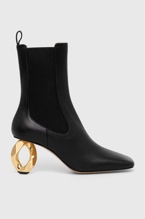 JW Anderson sztyblety skórzane Chain Heel damskie kolor czarny na słupku ANW43021A - zdjęcie produktu nr 1
