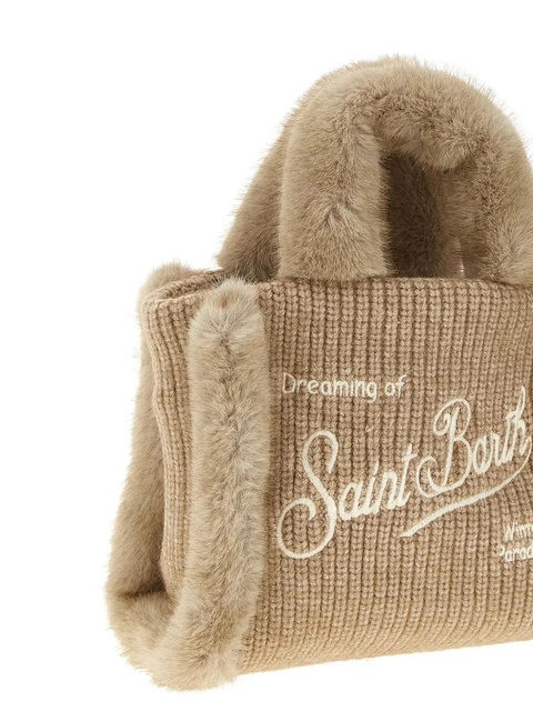MC2 Saint Barth shearling-trim logo-detail mini tote bag - Neutrals - zdjęcie produktu nr 2