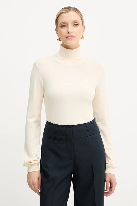 Silvian Heach sweter SESIN damski kolor beżowy lekki z golfem GPA25036LU - zdjęcie produktu nr 1