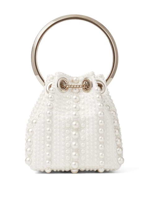 Jimmy Choo Bon Bon pearl-embellished mini bag - White - zdjęcie produktu nr 2