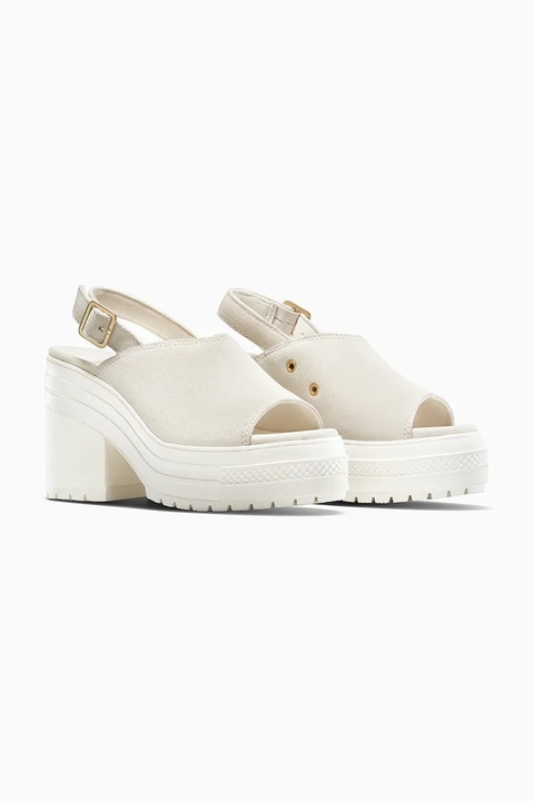 Converse sandały zamszowe Chuck 70 De Luxe Heel Mule damskie kolor biały na słupku A15070C - zdjęcie produktu nr 2