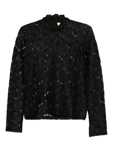 Róhe lace mock-neck T-shirt - Black - zdjęcie produktu nr 1