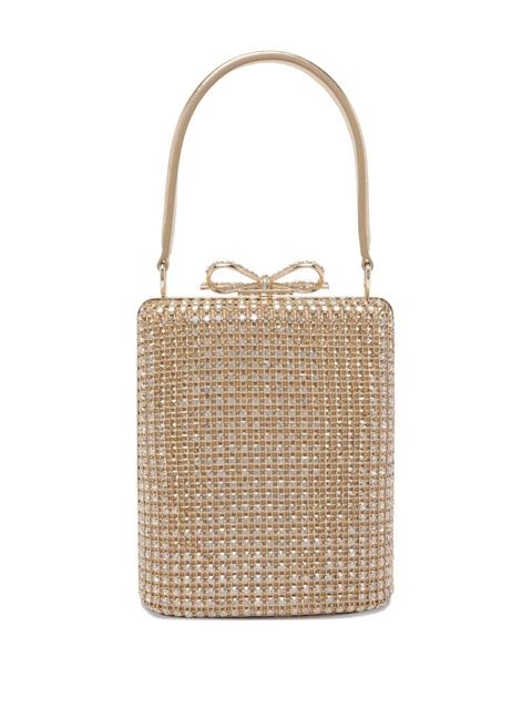 Self-Portrait crystal-embellished bow mini bag - Gold - zdjęcie produktu nr 1