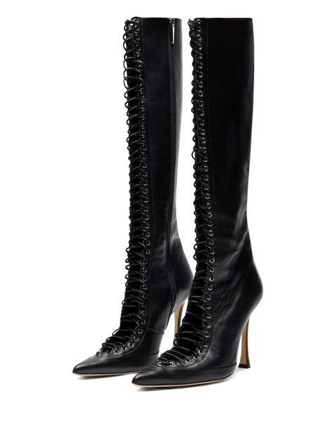 Blumarine lace-up pointed-toe boots - Black - zdjęcie produktu nr 1
