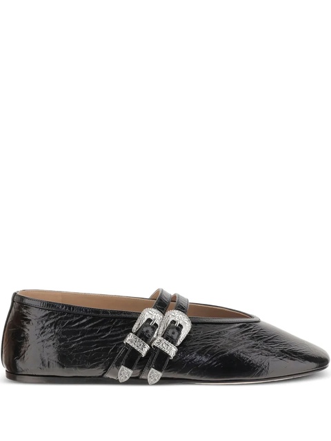 Le Monde Beryl buckle-detail leather flats - Black - zdjęcie produktu nr 1
