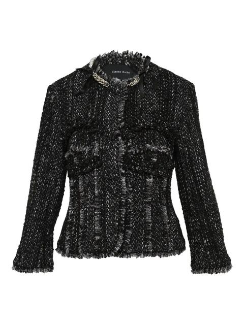 Simone Rocha embellished frayed-edge tweed jacket - Black - zdjęcie produktu nr 1