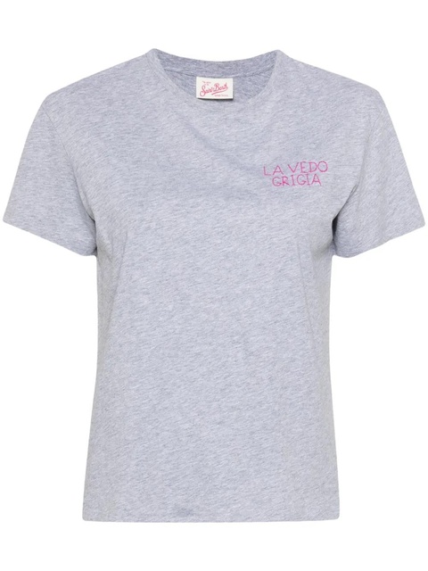 MC2 Saint Barth Emilie slogan-embroidery T-shirt - Grey - zdjęcie produktu nr 1