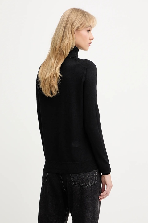Trussardi sweter wełniany damski kolor czarny lekki z golfem M0106001164N - zdjęcie produktu nr 2