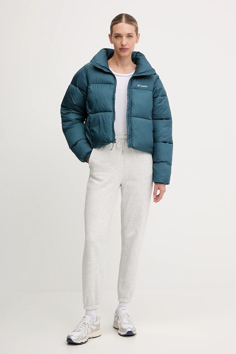 Columbia kurtka Puffect Colorblock kolor turkusowy zimowa 2088501 - zdjęcie produktu nr 2