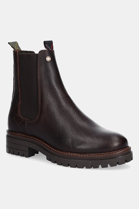 Barbour sztyblety skórzane Evie damskie kolor brązowy na płaskim obcasie LFO0575BR96 - zdjęcie produktu nr 1