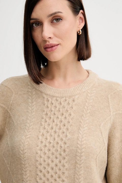 Twinset sweter z domieszką wełny damski kolor beżowy lekki 252AP3043 - zdjęcie produktu nr 1
